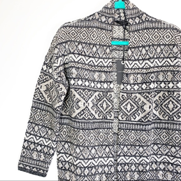 NWT Lucky Brand Aztec Open Front Long Cardigan - Picture 3 of 6